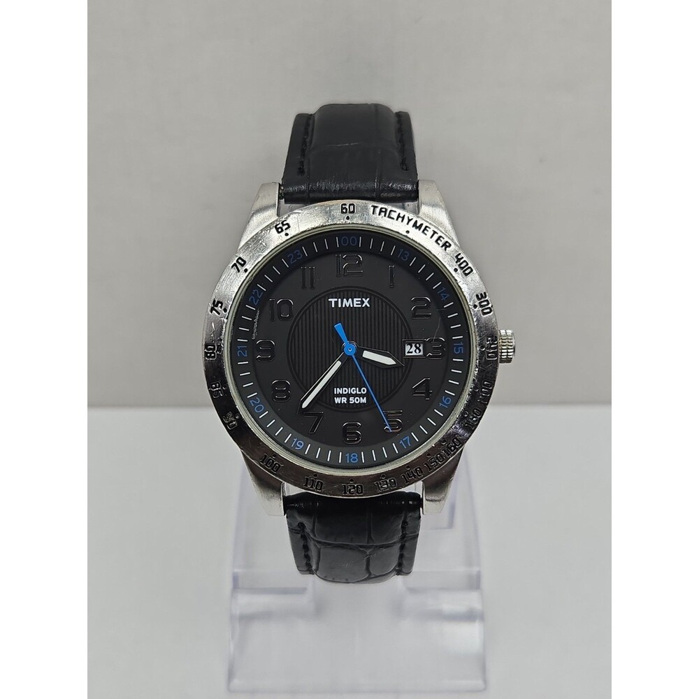 Timex T2N920 Elevated Classic Indiglo Tachymeter Date WR50M Men’s Quartz Watch